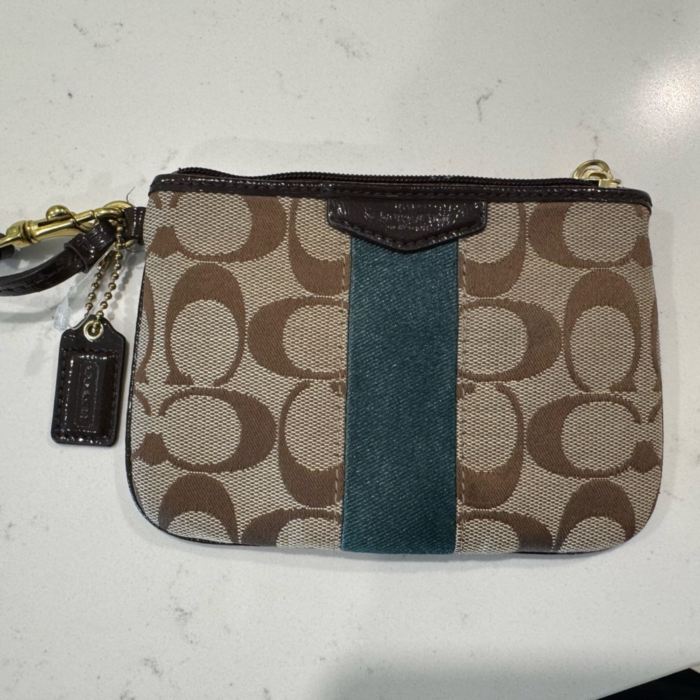 Coach monogram wristlet pouch
